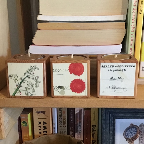 NEW Peg & Awl wooden tea candle HOLDER 3 pieces - Picture 2 of 3